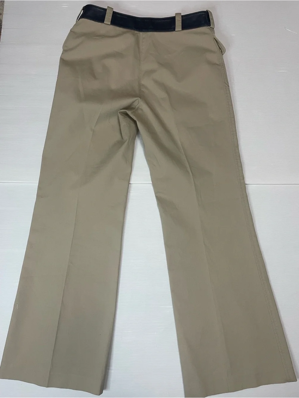Tory Burch Women's Joss Safari Pants Khaki W/ Navy Leather Waistband Size 4